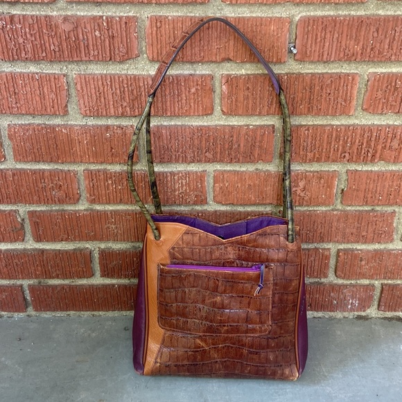 Rare James Culver Leather Croc Embossed Shoulder Bag - Picture 12 of 14